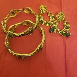 Woman earrings and  bangles